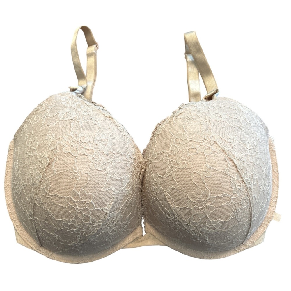 Victoria's Secret Women's Push Up Bra 36G Beige Nude Lace Underwire Full Coverag